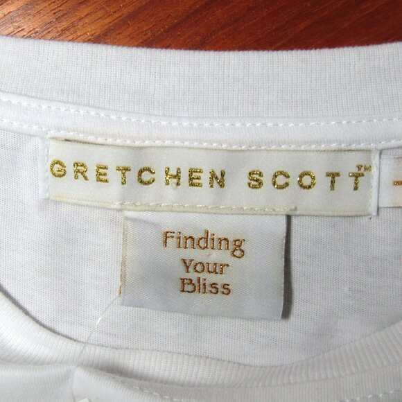 Gretchen Scott Zen Lane Finding Your Bliss Genesh T Shirt Size L White Gold New - Picture 4 of 9